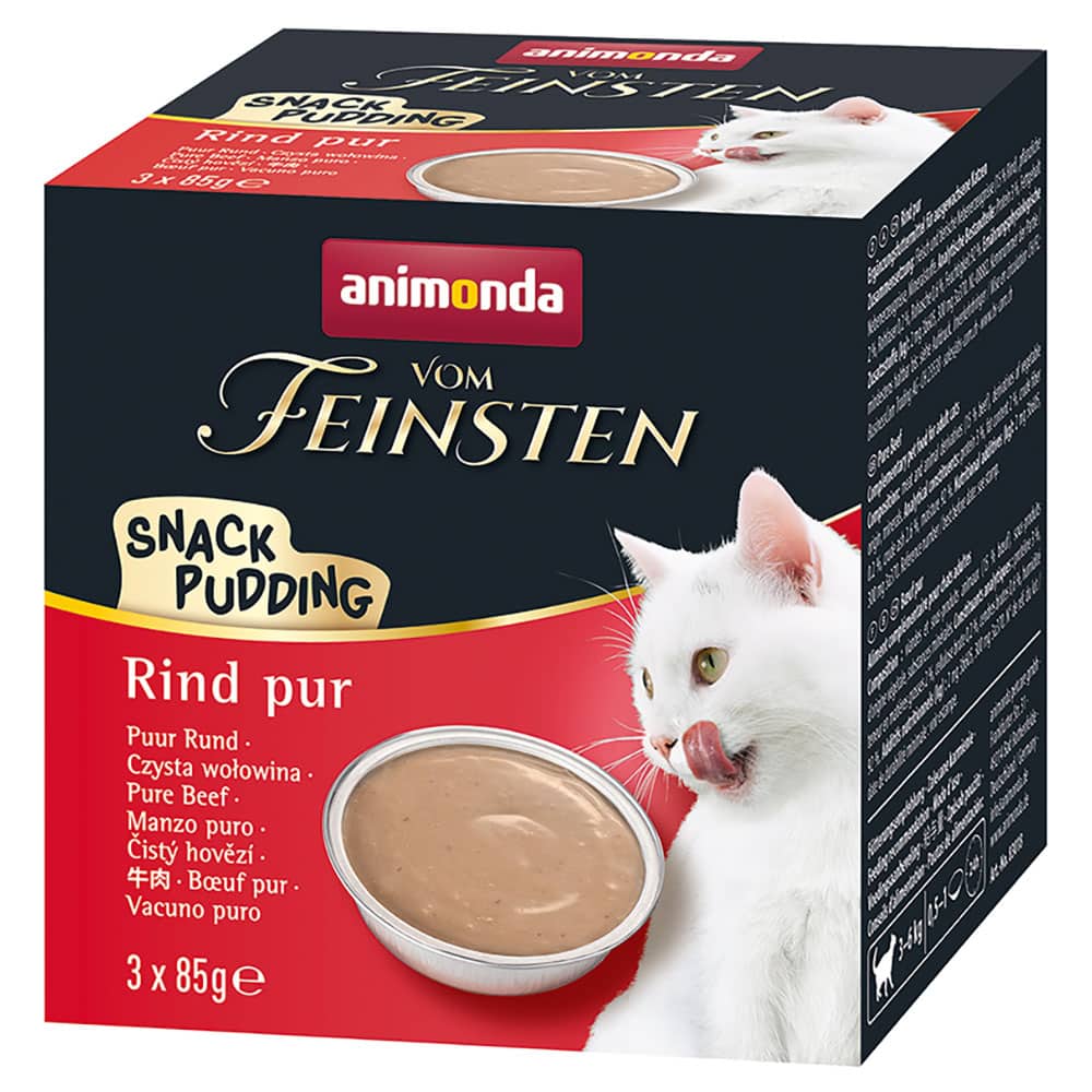 Animonda Vom Feinsten Cat Snack Pudding - 3 x 85 g Nötkött pur