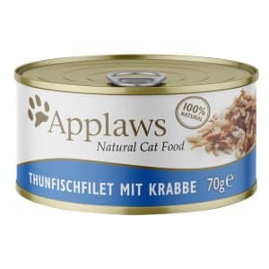 Applaws kattmat i buljong 6 x 70 g - Tonfiskfilé & krabba