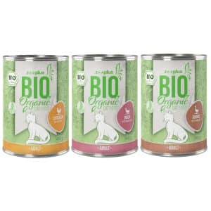 Blandat provpack: zooplus Bio kattfoder 6 x 400 g - 3 sorter (gås/kyckling/anka)