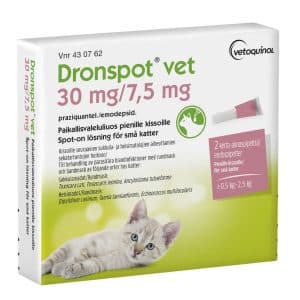 Dronspot® Vet. Spot-on, lösning 30 mg/ 7,5 mg till Små Katter - 2 st pipetter (2 x 0,35 ml)