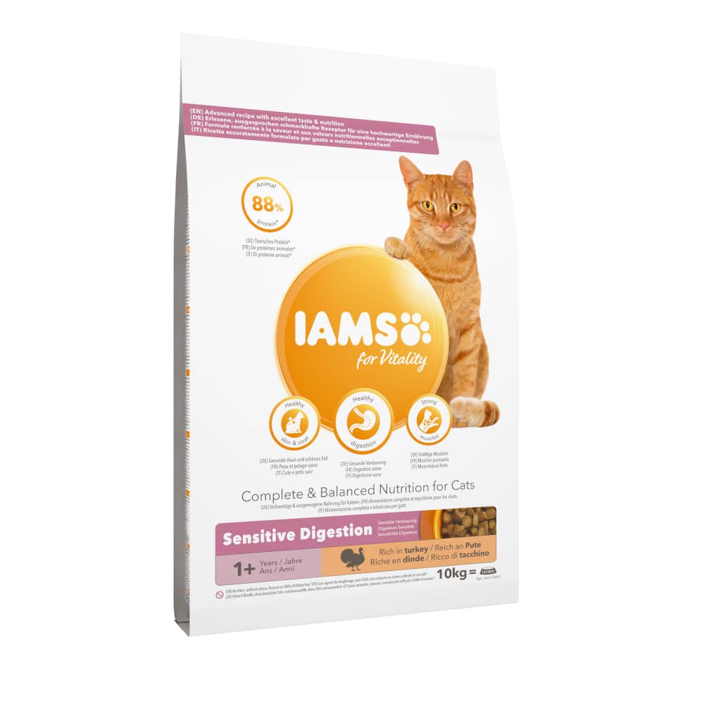 IAMS for Vitality Sensitive Digestion Adult & Senior with Turkey - 10 kg