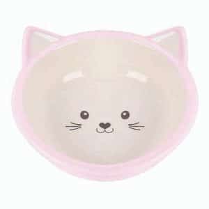 Kattskål i keramik - Rosa