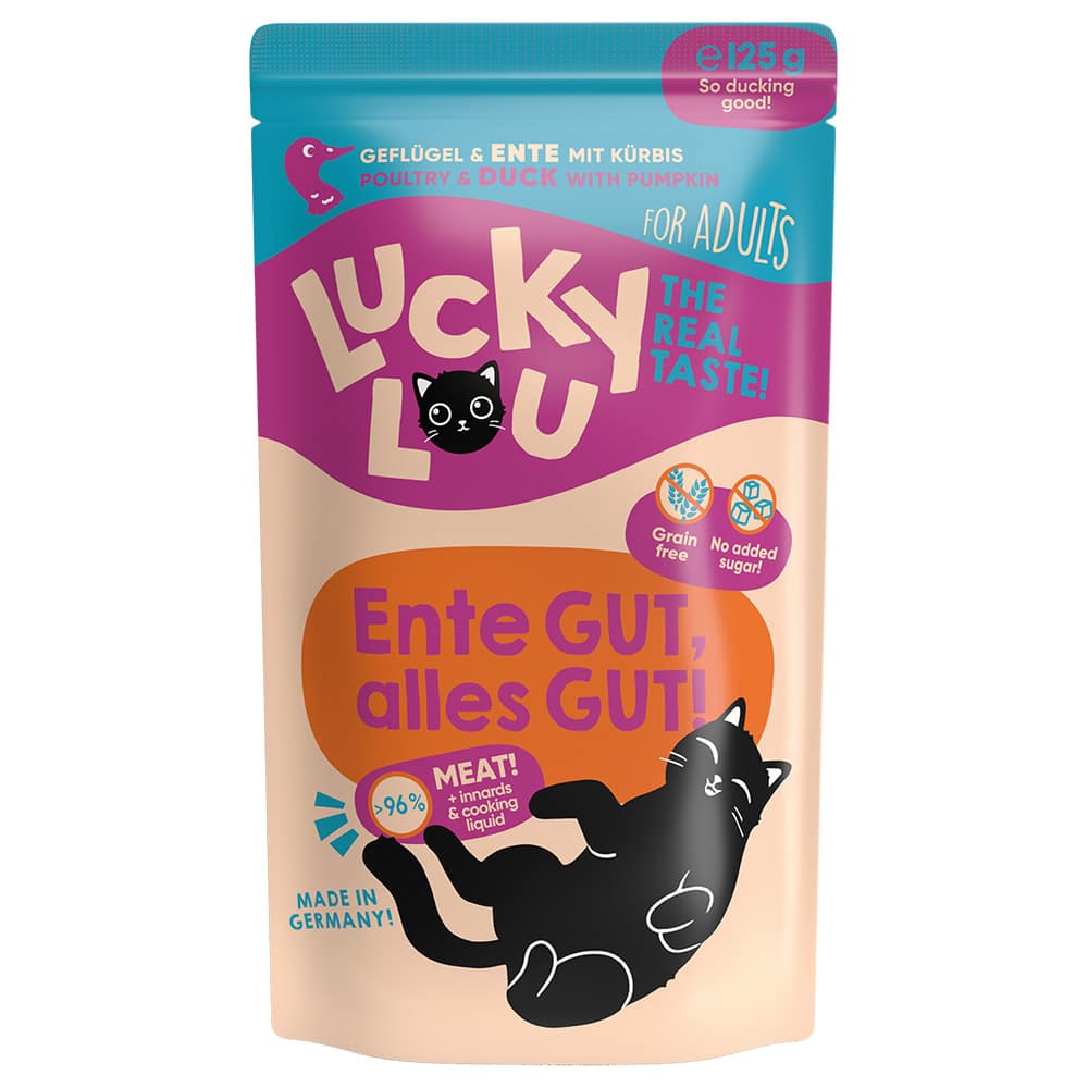 Lucky Lou Vuxen 16 x 125 g - Fjäderfä och anka