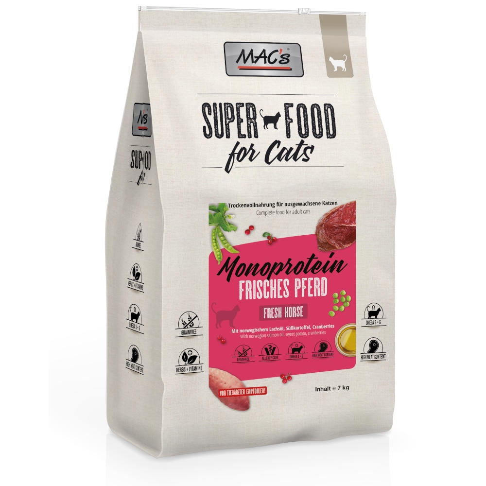 MAC's Superfood for Cats Adult Monoprotein Häst - 7 kg