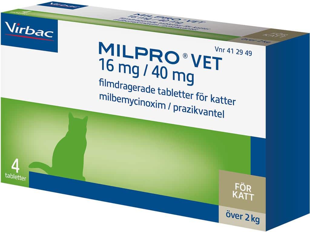 Milpro vet. Filmdragerad tablett 16 mg/40 mg, till Katter - 2 tabletter