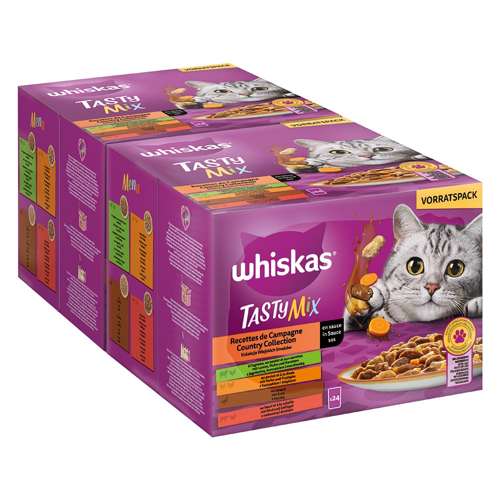 Multipack Whiskas Tasty Mix portionspåsar 48 x 85 g - Country Collection in Sauce