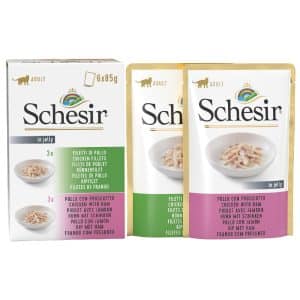 Schesir Jelly Pouch 6 x 85 g - Mix Kycklingfilé + Kycklingfilé & skinka