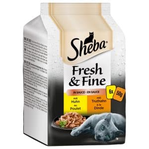 Sheba Fresh & Fine 6 x 50 g - Kyckling + Kalkon i sås