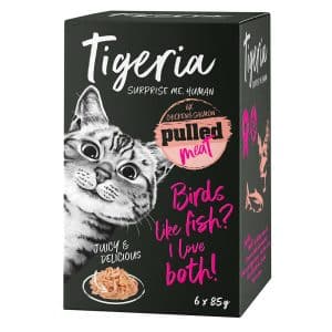 Tigeria Pulled Meat 6 x 85 g - Kyckling med laxtärningar