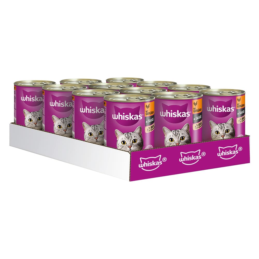 Whiskas 1+ burkar 12 x 400 g - 1+ Fjäderfä i sås