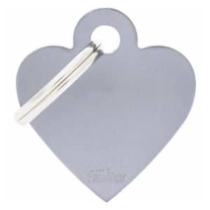 Id-bricka grå hjärta med gravyr