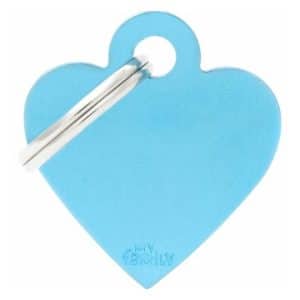 Id-bricka hjärta ljusblå med gravyr