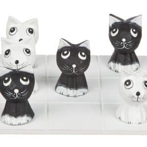 Träspel 3 katter i rad, på spelbräde