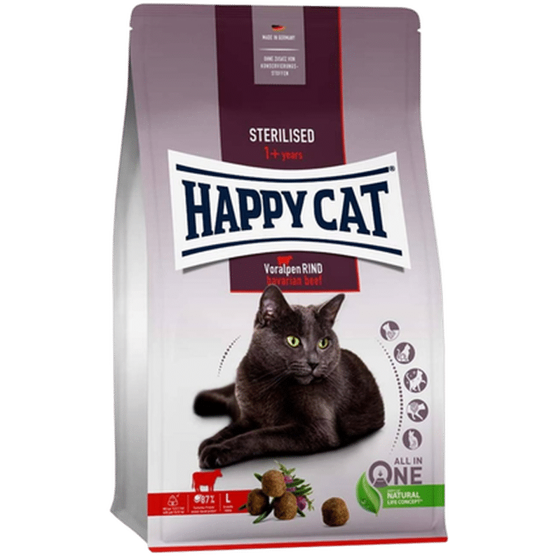 Adult Sterilised Bavarian Beef 300 g - Katt - Kattfoder & kattmat - Torrfoder till katt - Happy Cat - ZOO.se