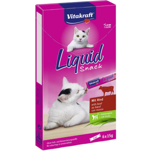 Cat Liquid-Snack Beef & Inulin 6-pack-15 g - Katt - Kattgodis & Kattgräs - Belöningsgodis för katt - Vitakraft - ZOO.se