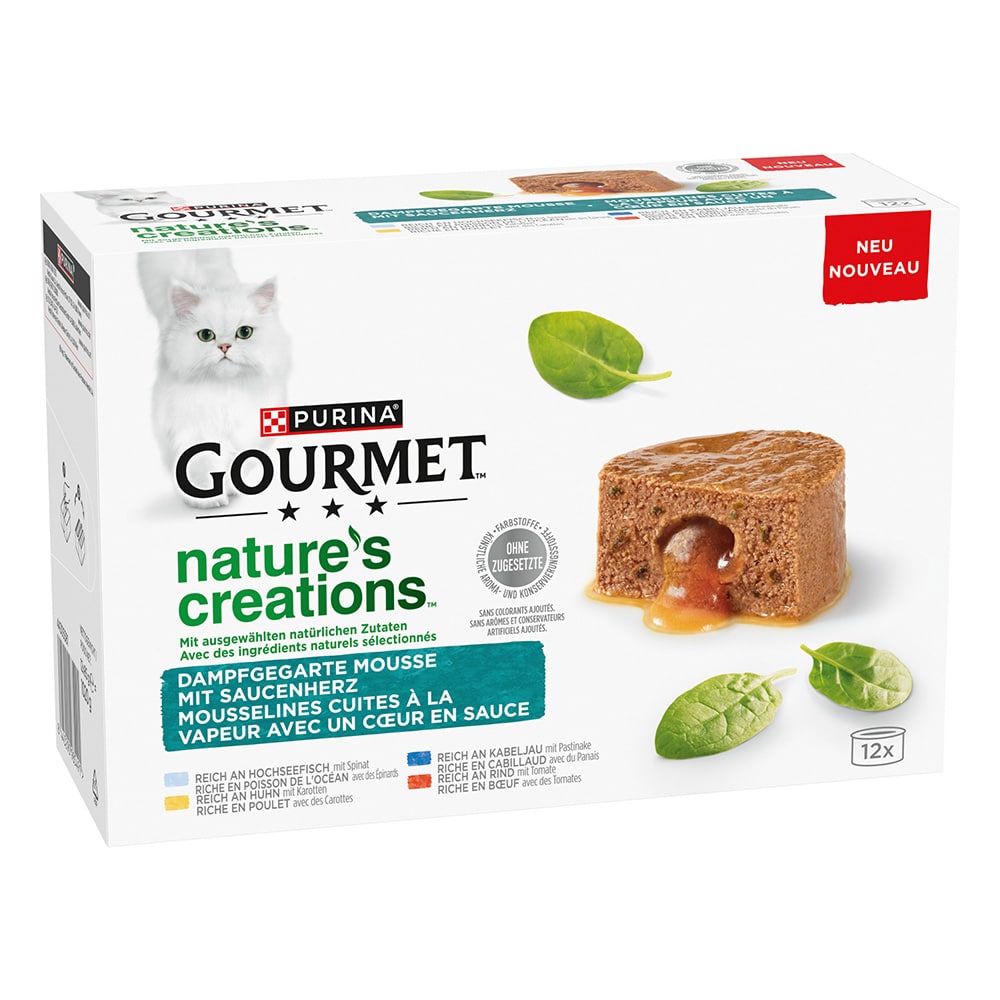 Gourmet Nature's Creations Gravy Heart 12 x 85 g - Havsfisk, kyckling, torsk och nötkött