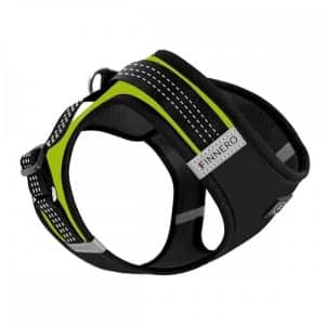 FinNero Hund/Kattsele med Reflexdetaljer Svart/Gul (XXS)