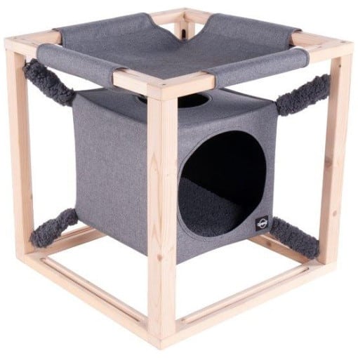Kattklös Kub med Hammock Grå - Grå