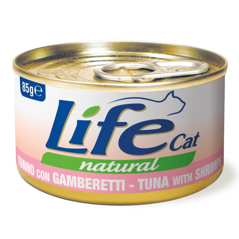 LifeCat Natural Adult våtfoder för katter 6 x 85 g - Tonfisk med räkor