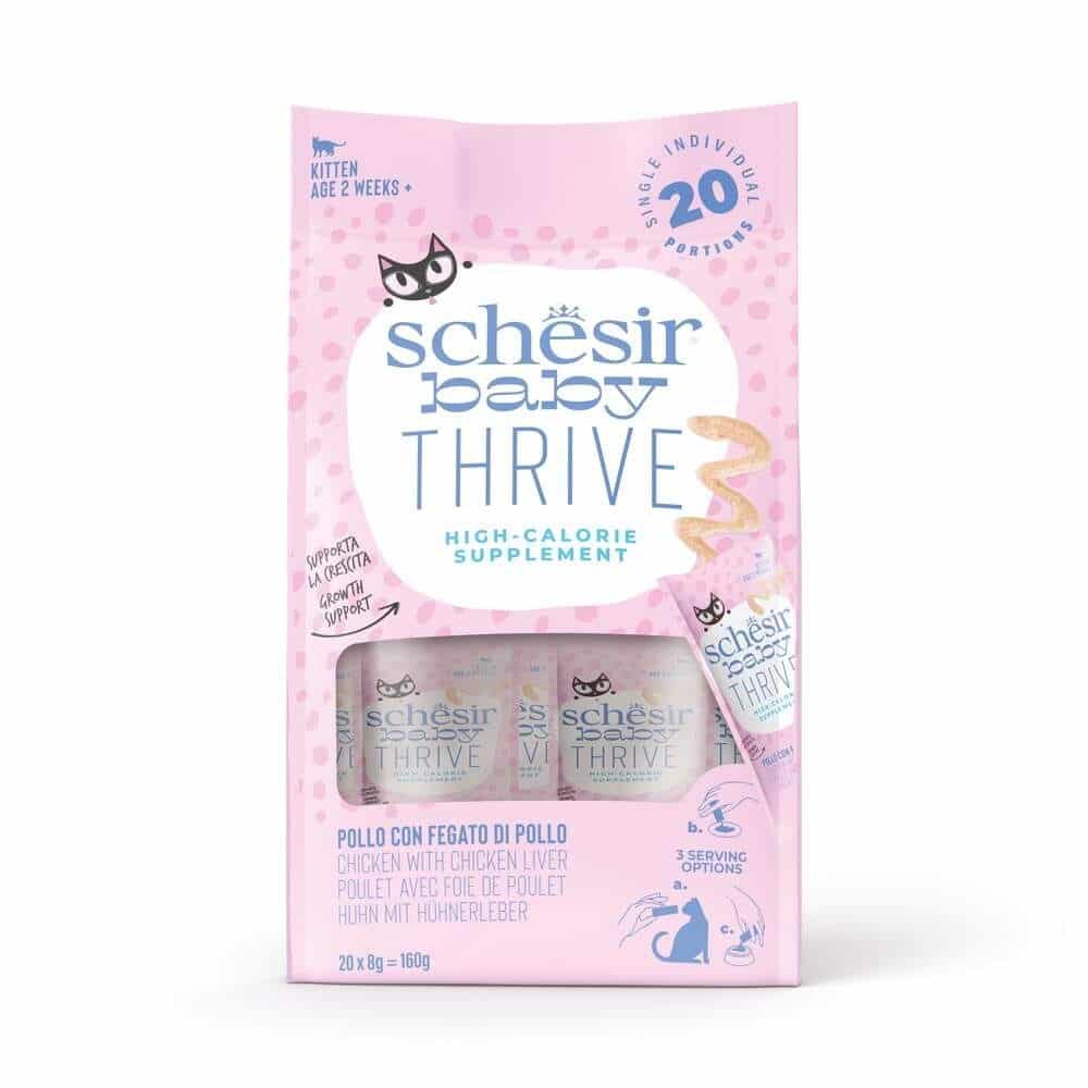 Schesir Kitten Baby Thrive Kyckling Fodertillskott till Kattungar 20 x 8 g