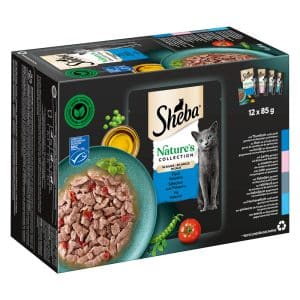 Sheba Nature's Collection in Sauce 12 x 85 g - Fisch Variety (tonfisk, lax, torsk, djuphavsfisk)