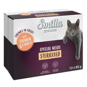 Smilla Chunks Sterilised med grönsaker 12 x 85 g - Lax & morötter