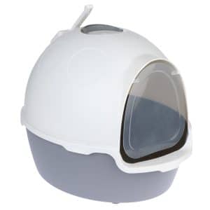 TIAKI Cinder kattlåda med tak - Mörkgrå/vit