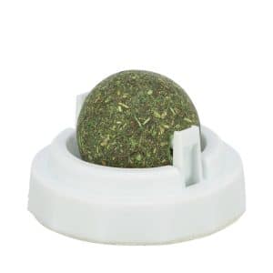 Trixie Catnipboll med Hållare - Självhäftande Kattleksak, Grön, Ø 5 cm