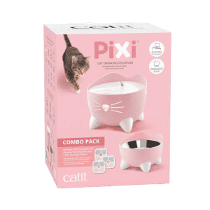 Vattenfontän med matskål Pixi Rosa - Katt - Matplats & Vattenfontäner för katt - Vattenfontän till katter - Catit - ZOO.se