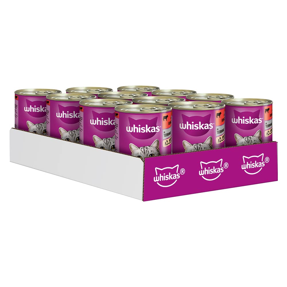 Whiskas 1+ burkar 12 x 400 g - 1+ Nötkött i terrin