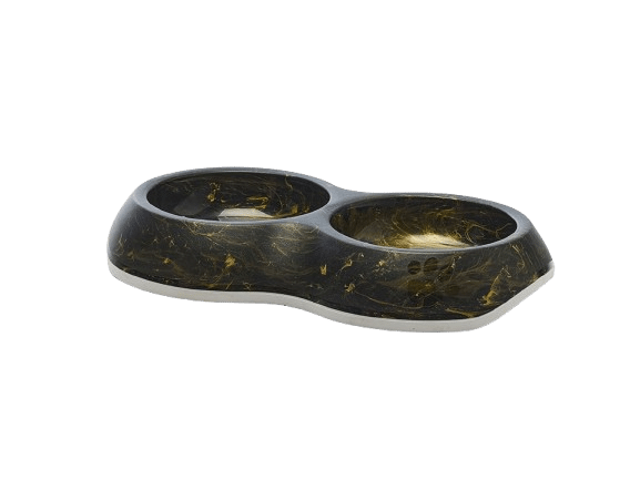 Delice Double Marble 2 x 0,2 L - Marble black gold 26x15,5x4 cm - Katt - Matplats & Vattenfontäner för katt - Matskålar & Vattenskålar för katt - Savic - ZOO.se