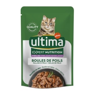 Ultima Cat Expert Nutrition Hairball med nötkött & lax - 4 x 70 g