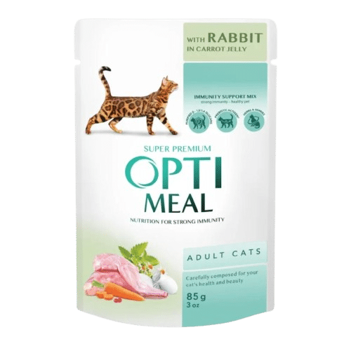 Adult Cats With Rabbit In Carrot Jelly 12 x 85 g - Katt - Kattfoder & kattmat - Blötmat & våtfoder till katt - Optimeal - ZOO.se