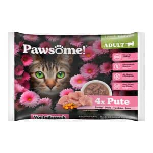 Ekonomipack: Pawsome Adult Cat 8 x 85 g - Kalkon