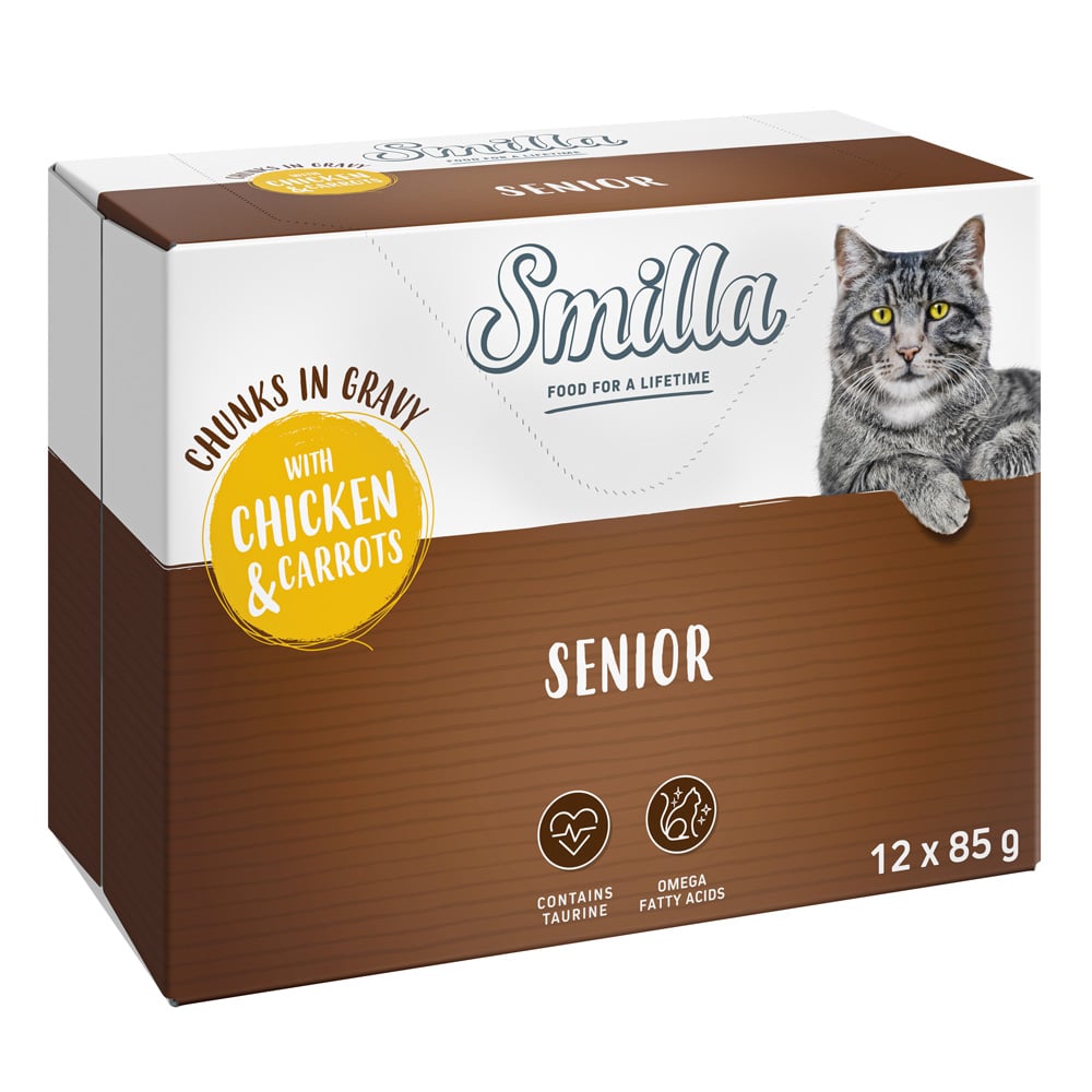 Smilla Pouch Senior Chinks in Sauce med grönsaker - Kyckling och morötter (12 x 85 g)