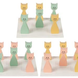 Träspel 3 katter i rad, på spelbräde