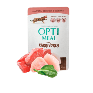 All Ages Grain Free Veal, Chicken Fillet & Spinach Våtfoder till katt 12 x 85 g - Katt - Kattfoder & kattmat - Blötmat & våtfoder till katt - Optimeal - ZOO.se