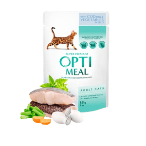 Cat Adult with Cod Fish and Veggies in Jelly 12 x 85 g - Katt - Kattfoder & kattmat - Blötmat & våtfoder till katt - Optimeal - ZOO.se