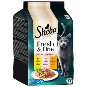 Sheba Fresh & Fine 6 x 50 g - Kyckling + Lax + Kalkon i sås