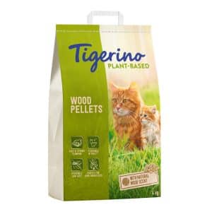 Tigerino Plant-Based kattströ med träpellets - naturlig trädoft, doftfritt - 8 liter (4 kg)
