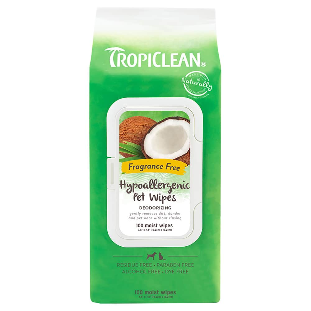 TropiClean Hypoallergenic vårdande servetter - 100 st