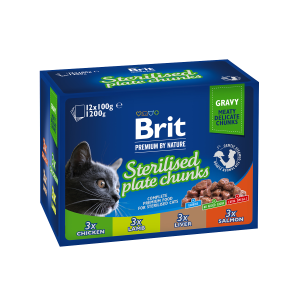 Brit Premium by Nature STERILISED PLATE CHUNKS Katt 12 x 100 g