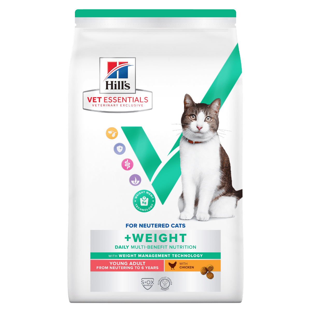 Hill's Vet Essentials Multi-Benefit + Weight Young Adult torrfoder med kyckling för katter 3 kg