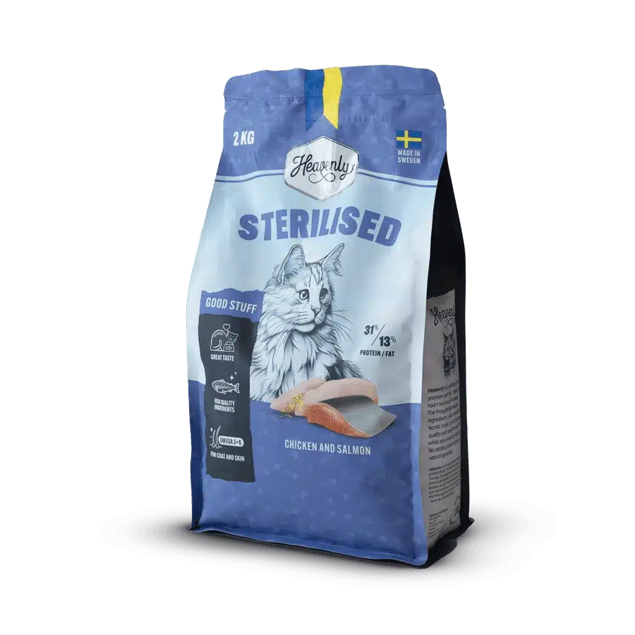 Heavenly Sterilised Cat – Svenskt Helfoder Med Kyckling & Lax För Steriliserade Katter - 4kg