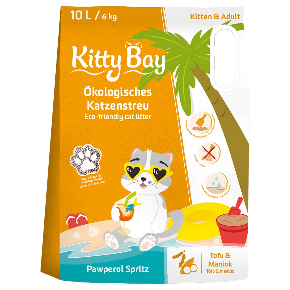 KittyBay Pawperol Spritz tofu & kassava ekologiskt kattströ - 10 l (6 kg)
