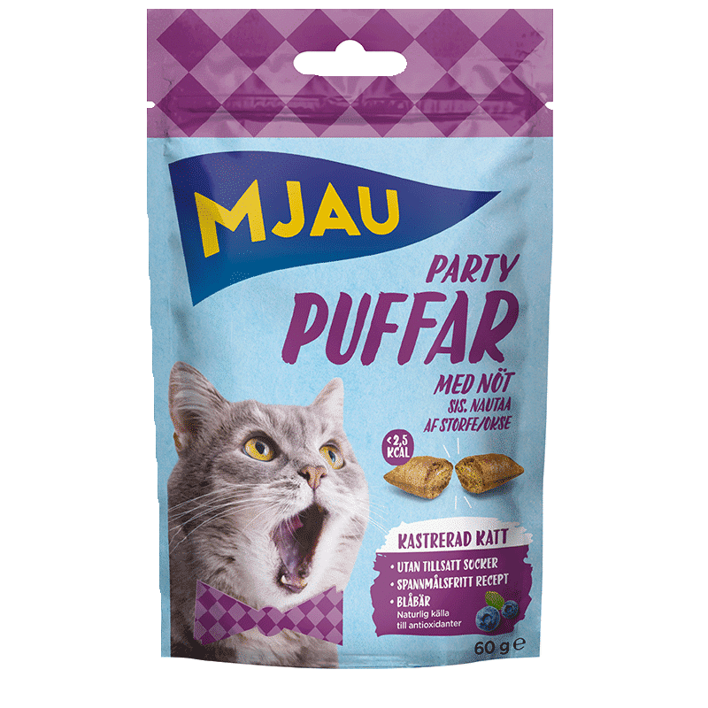 Partypuffar Nöt Kattgodis - 60 g