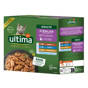 Ultima Sterilized Cat 8 x 85 g - Mix II (kyckling, nötkött, tonfisk, havsfisk)