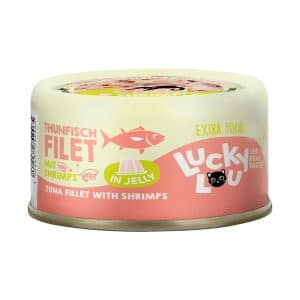 Lucky Lou Extra Food i gelé 12 x 70 g - Tonfiskfilé med räkor