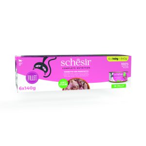 Schesir Complete Nutrition filé i gelé 6 x 140 g - Tonfisk med skinka