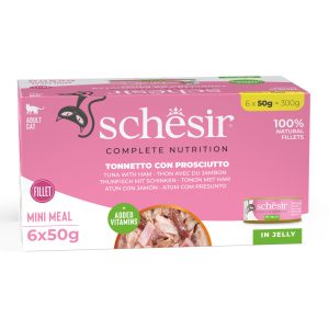Schesir Complete Nutrition filé i gelé 6 x 50 g - Tonfisk med skinka